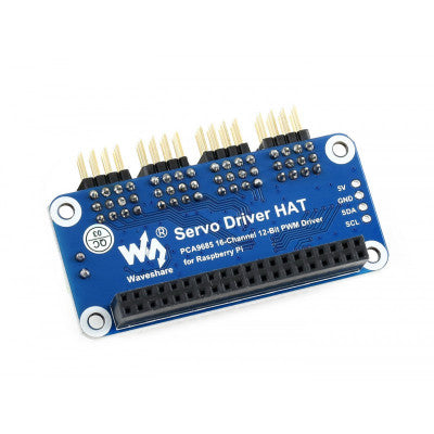 An Waveshare Servo Driver HAT (B) for Raspberry Pi, 16-Channel, 12-bit, I2C