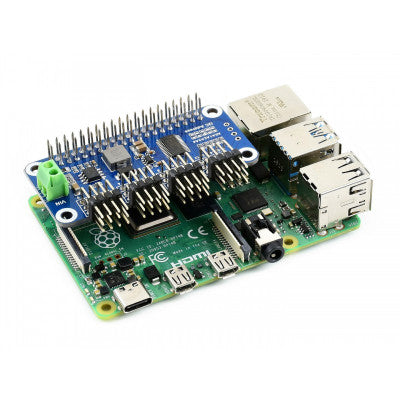 An Waveshare Servo Driver HAT (B) for Raspberry Pi, 16-Channel, 12-bit, I2C