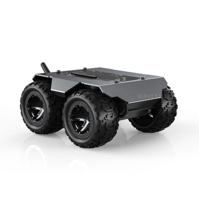 An Waveshare WAVE ROVER Flexible And Expandable 4WD Mobile Robot Chassis, Full Metal Body