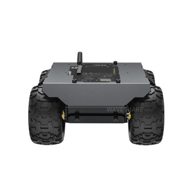 An Waveshare WAVE ROVER Flexible And Expandable 4WD Mobile Robot Chassis, Full Metal Body
