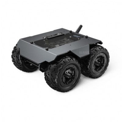 An Waveshare WAVE ROVER Flexible And Expandable 4WD Mobile Robot Chassis, Full Metal Body