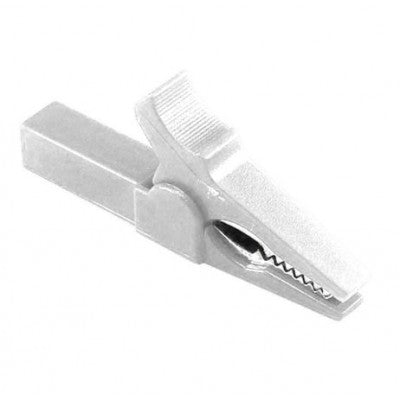 An White 55mm Copper Insulated Crocodile Clip Opening 10mm for Banana Plug 4mm