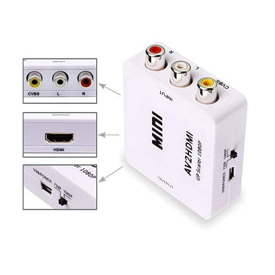 An White AV to HDMI Converter Box 1080P 60Hz AV2HDMI