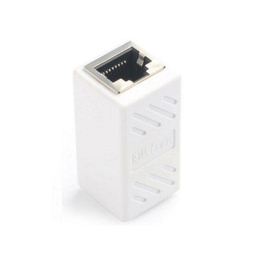 An White RJ45 Female To Female CAT6 Network Ethernet LAN Connector Adapter