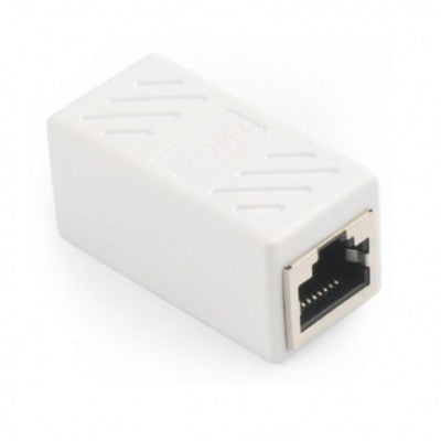 An White RJ45 Female To Female CAT6 Network Ethernet LAN Connector Adapter