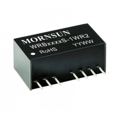 An WRB1215S-1WR2 Mornsun 12V to 15V DC-DC Converter 1W Power Supply Module - Ultra Compact SIP Package