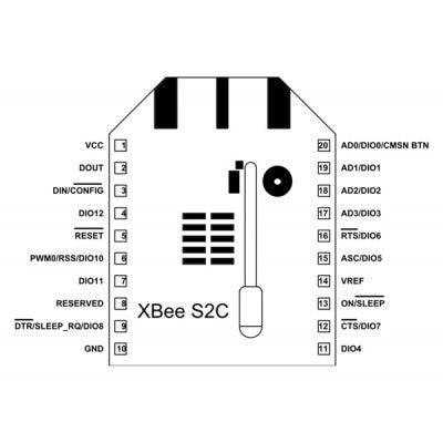 An Xbee Zigbee S2C- 2mW 802.15.4 Wireless Module with Antenna