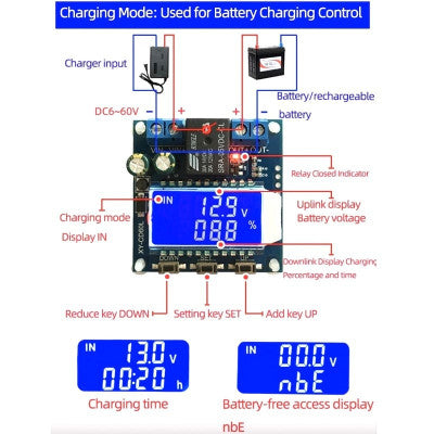 An XY-CD60L Solar Battery Charger Controller Module DC6-60V Charging Discharge Control Low Voltage Current Protection Board