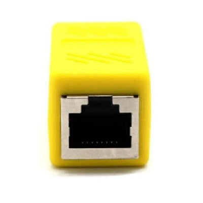 An Yellow RJ45 Female To Female CAT6 Network Ethernet LAN Connector Adapter