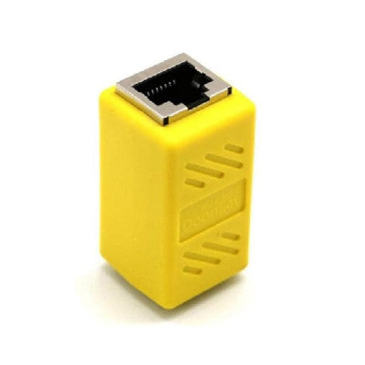 An Yellow RJ45 Female To Female CAT6 Network Ethernet LAN Connector Adapter