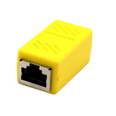 An Yellow RJ45 Female To Female CAT6 Network Ethernet LAN Connector Adapter